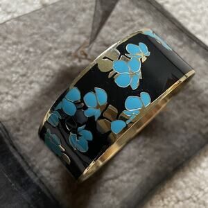 Shanghai Tang Enameled Gold Tone Floral Bangle